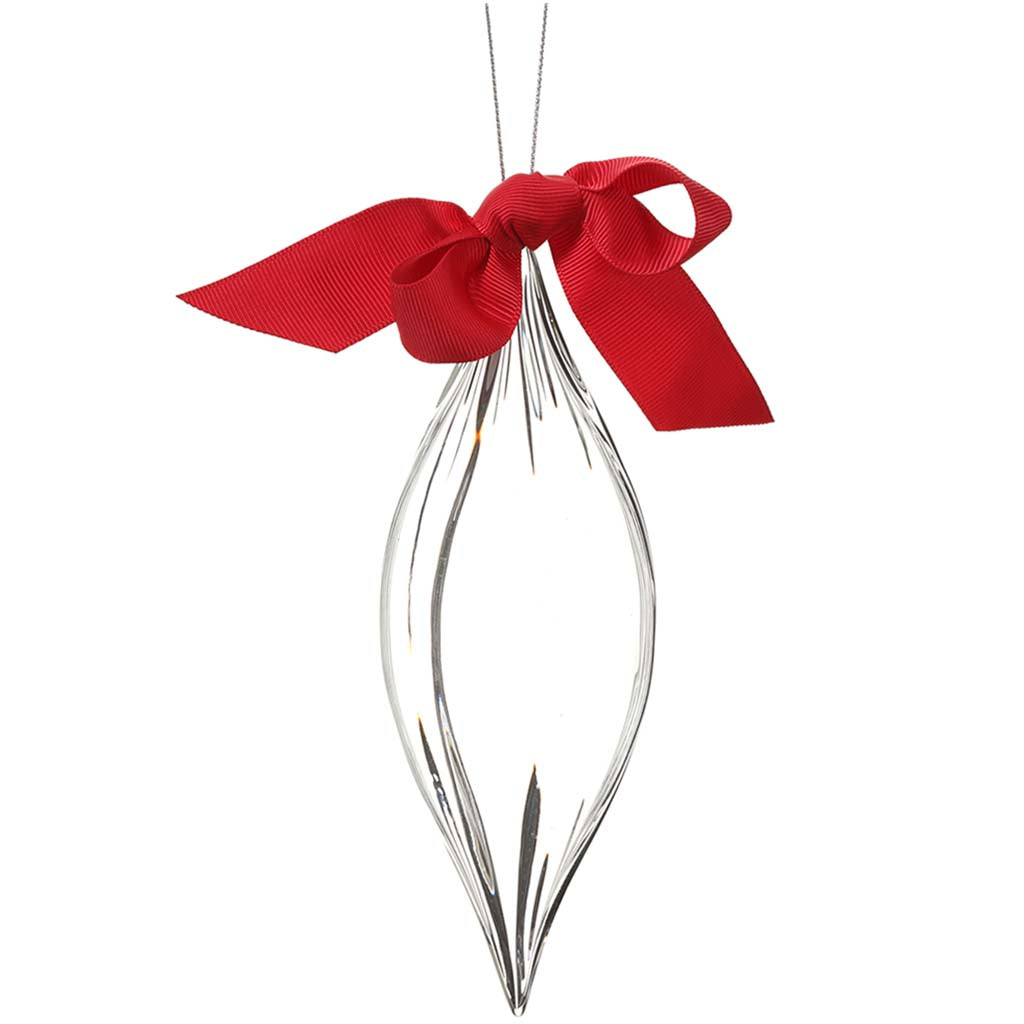 Glass Finial Ornament Clear, 6.75in