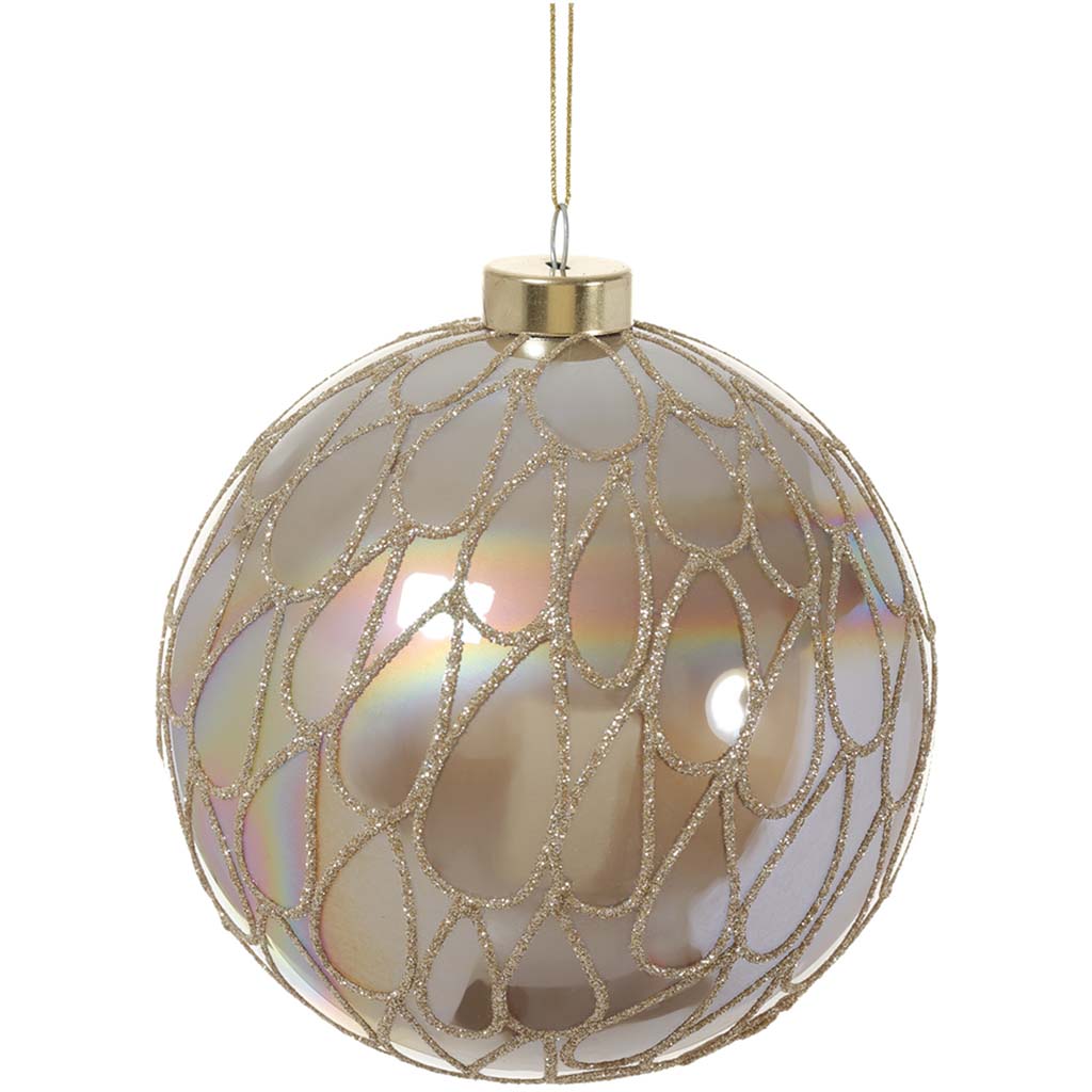 Glittered Glass Ball Ornament Gold, 4.75in