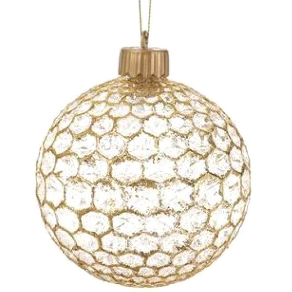 Glass Honeycomb Ball Ornament 3.94in