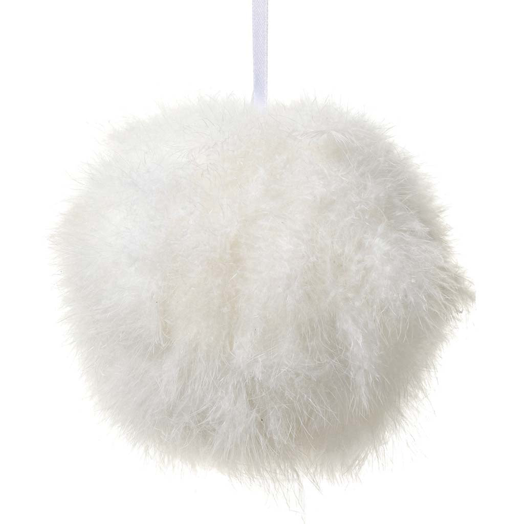 Fur Ball Ornament White, 5.9in