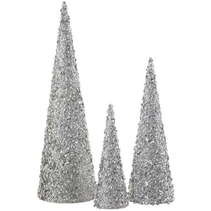 Sequin Cone Topiary Set of 3 Gold, 12-24in