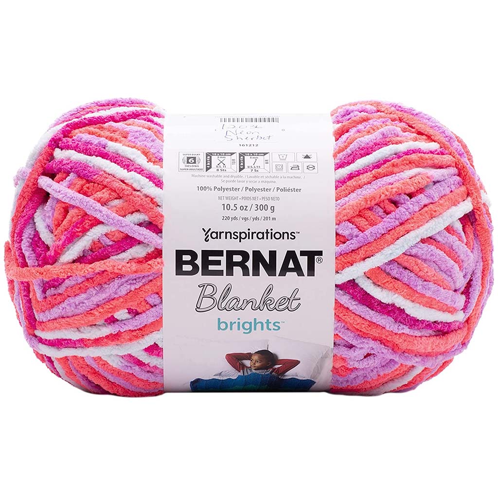 Bernat Blanket Brights Big Ball Yarn, Neon Sherbet