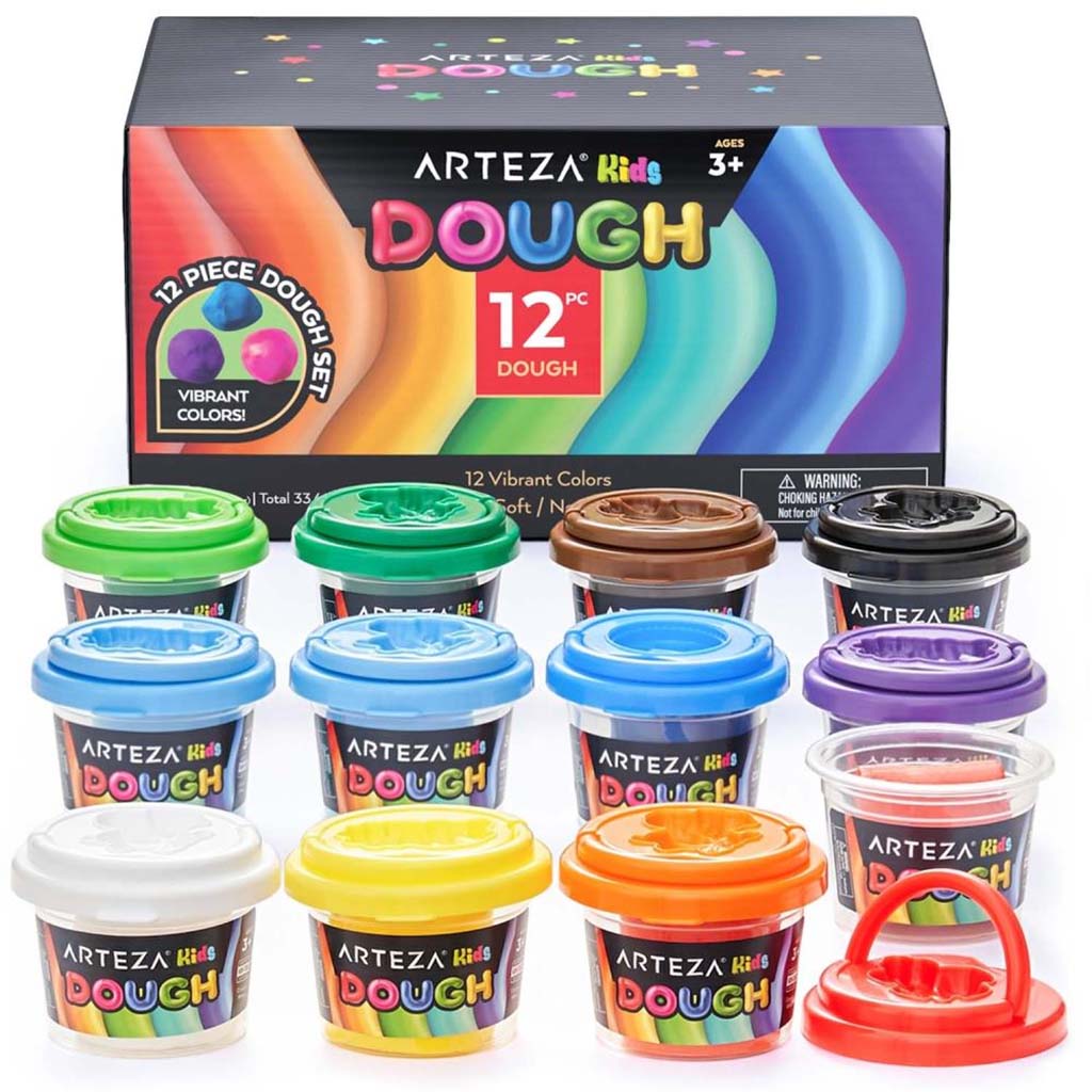 Arteza Kids Play 12 Dough in tubs, Regular Colors