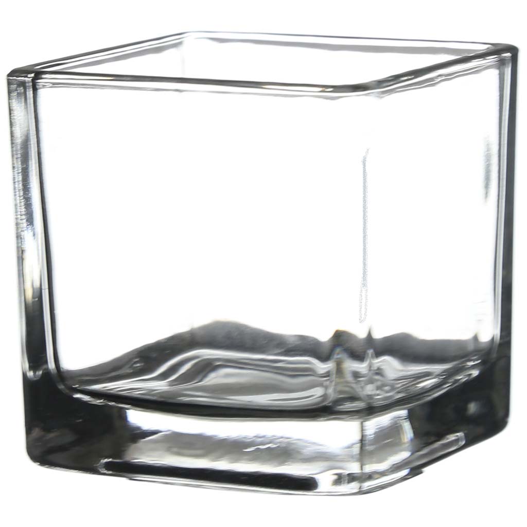 Small Cube Glass Votive Candle Holder, 2in x 2in