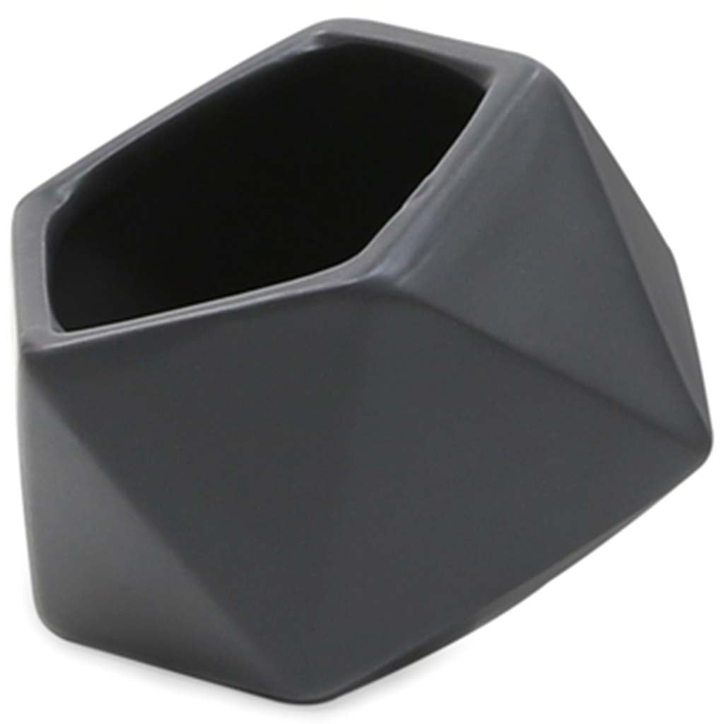 Small Tilted Geometric Pot Matte Black, 4.2in x 3.35in