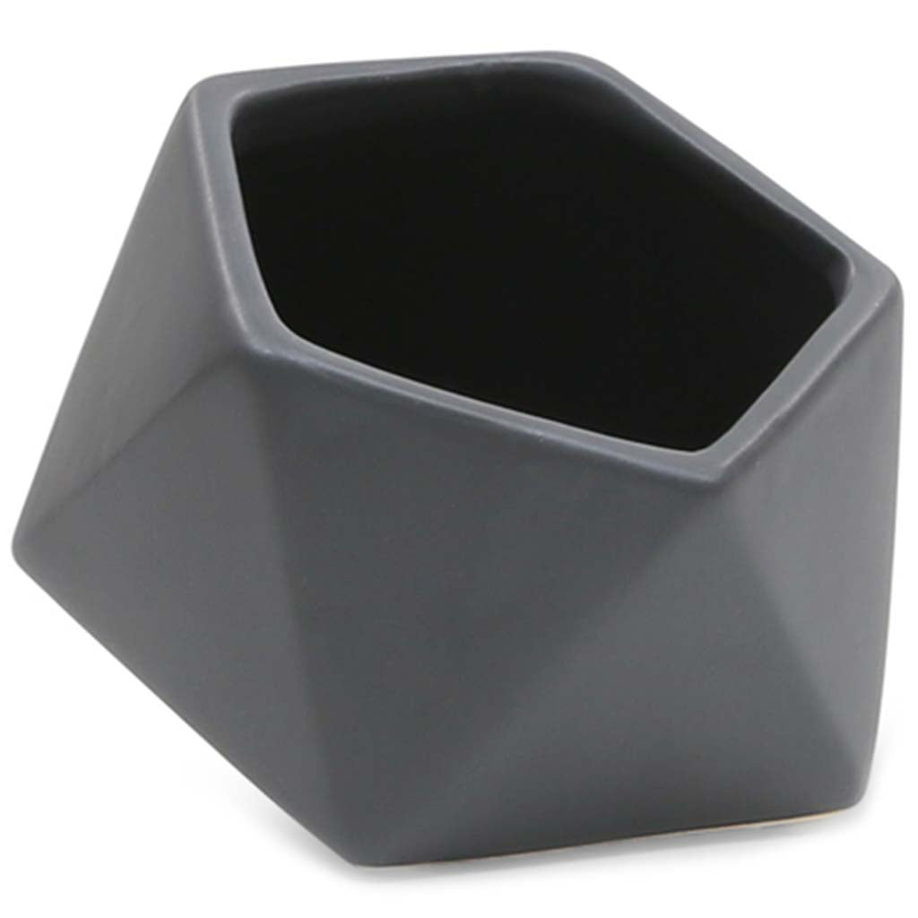 Small Tilted Geometric Pot Matte Black, 5.1in x 4.3in