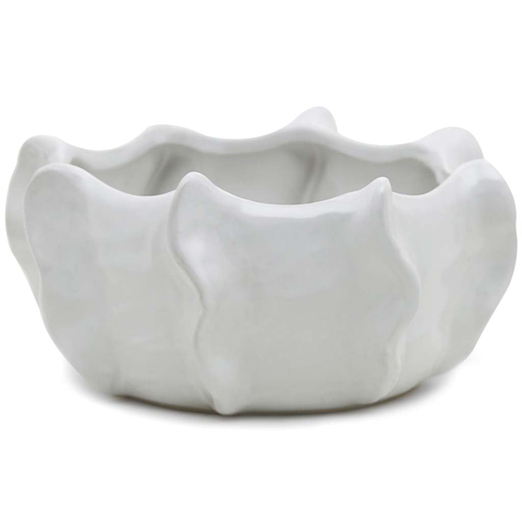 White Unique Ceramic Bowl, 7.5in x 3.5in