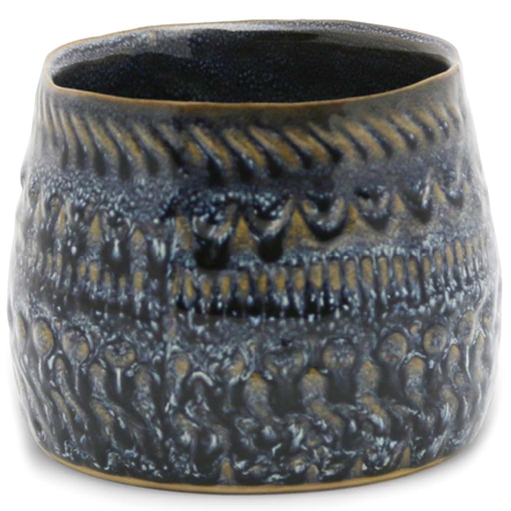 Medium Fancy Blue Pot, 3.75in