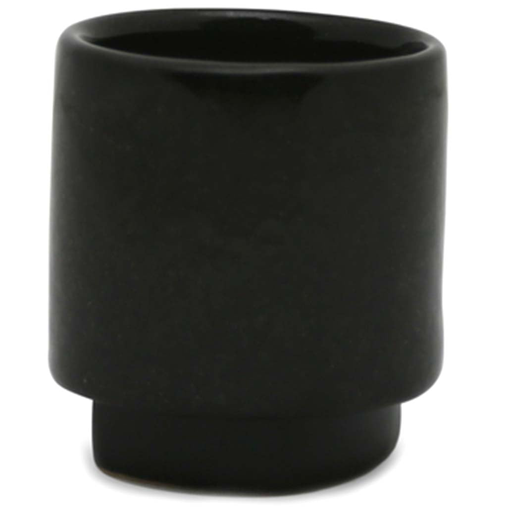 Small Unique Black Cylinder Ceramic with Base, 3.15in