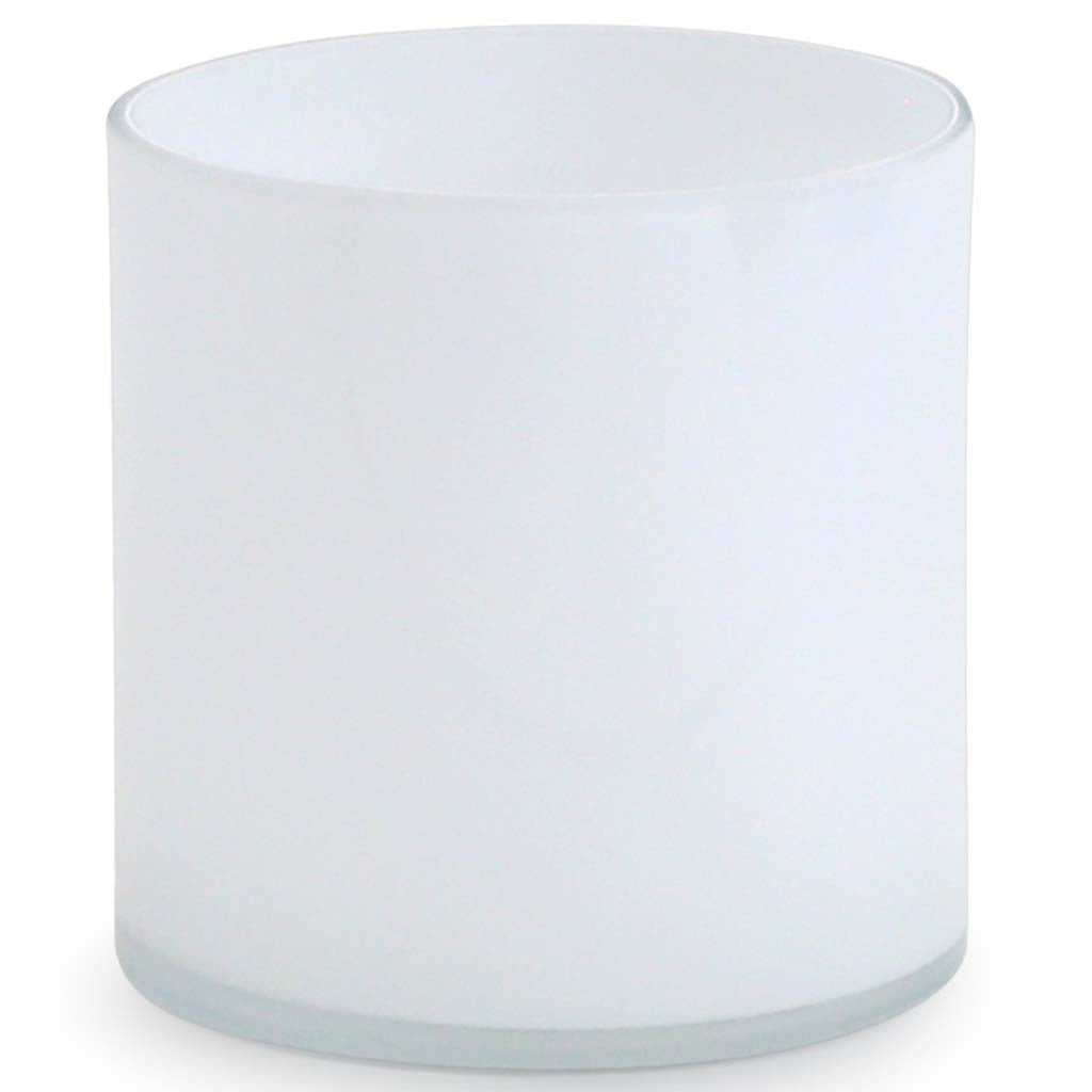 White Glass Cylinder Vase, 5in x 5in