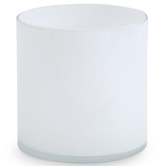 White Glass Cylinder Vase, 5in x 5in