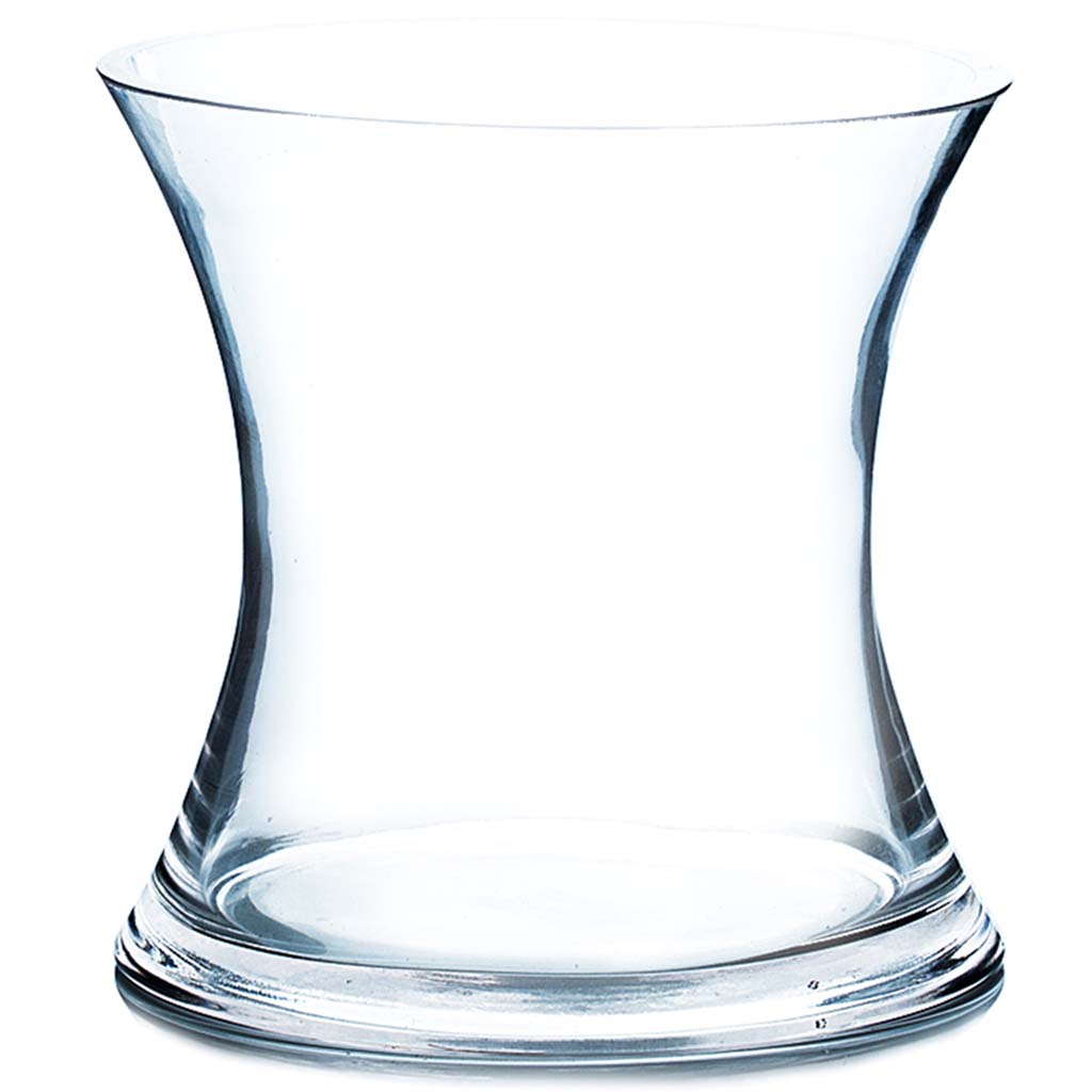 Clear Unique Concaved Style Vase, 7in