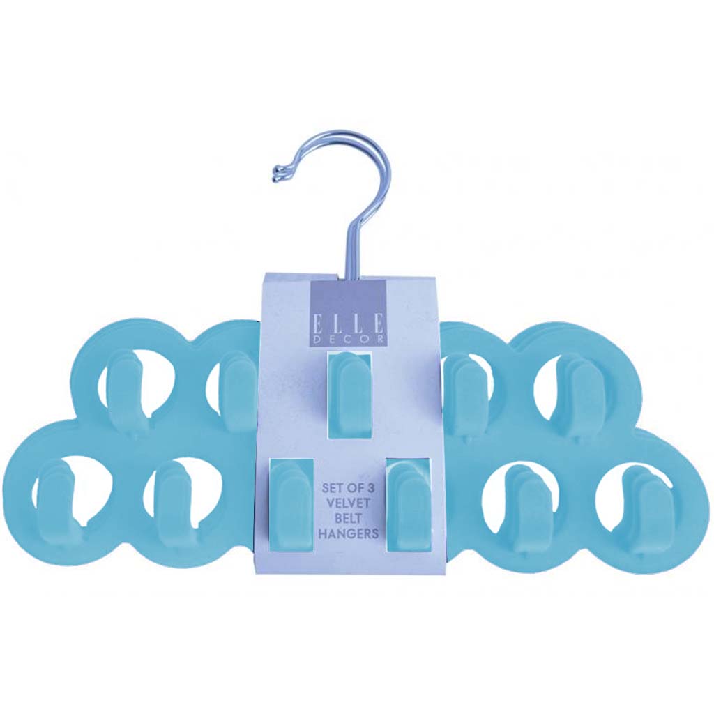 Velvet Belt Hangers 3Pk Dark Blue