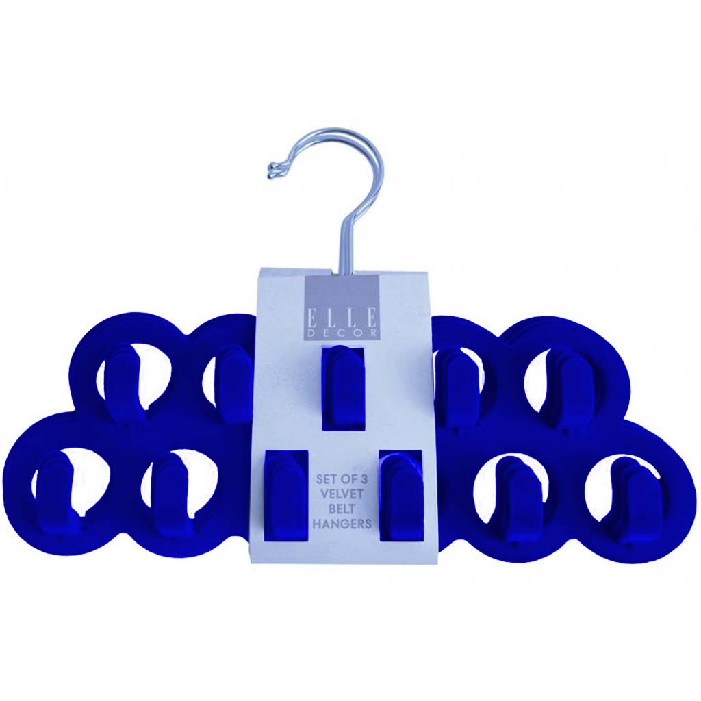 Velvet Belt Hangers 3Pk Dark Blue