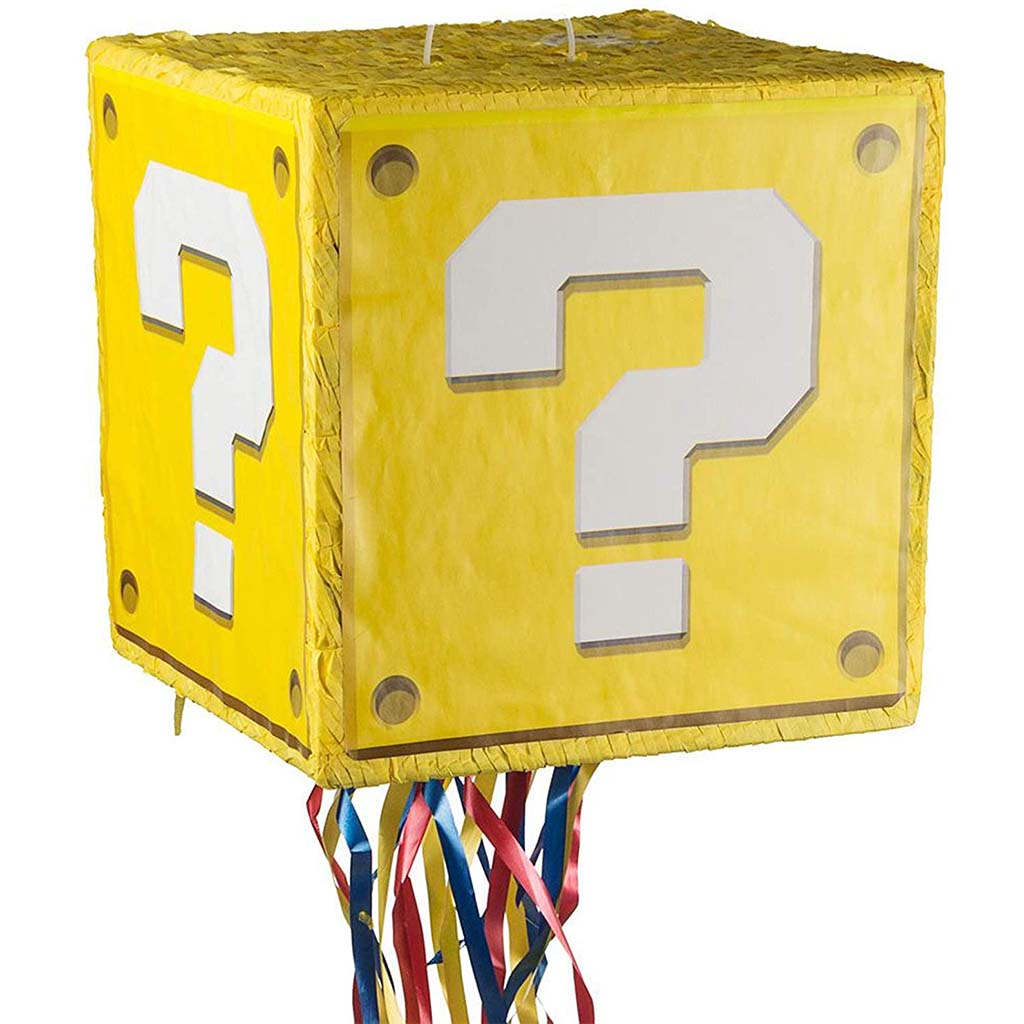 Mario Bros Question Block Pull String Pinata