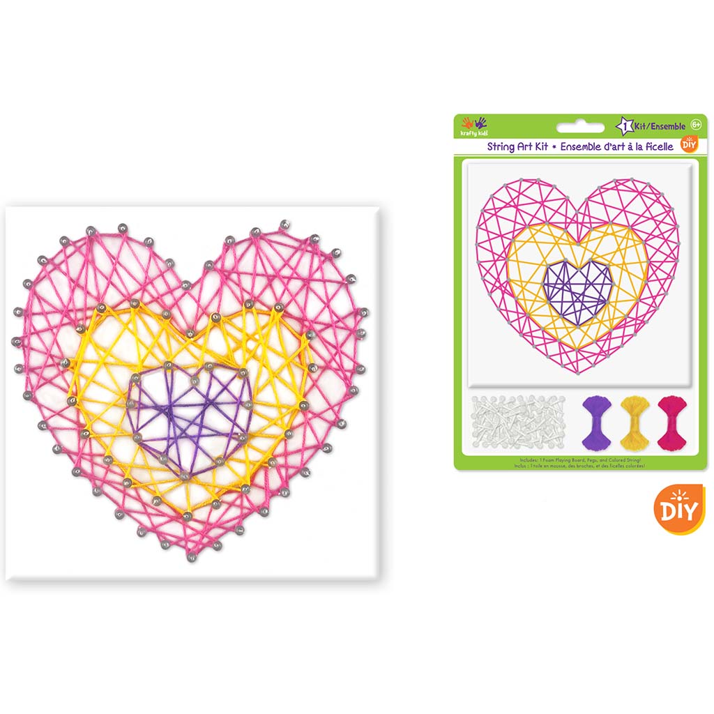 Krafty Kids Kit: Diy String-Art Kit Heart Medley