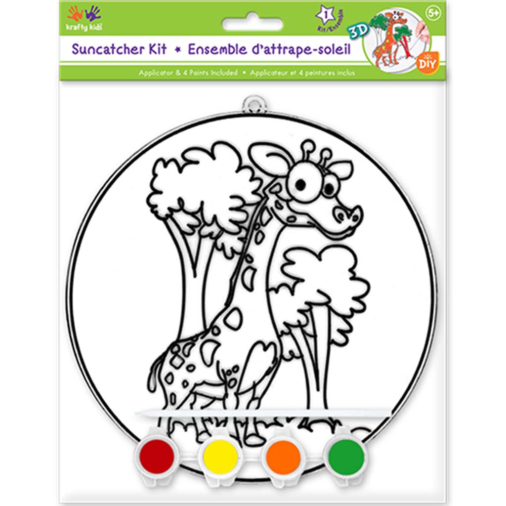 Krafty Kids Kit: 3D Diy  Suncatcher W/4 Paints&amp;Applicator Giraffe, 6.8in