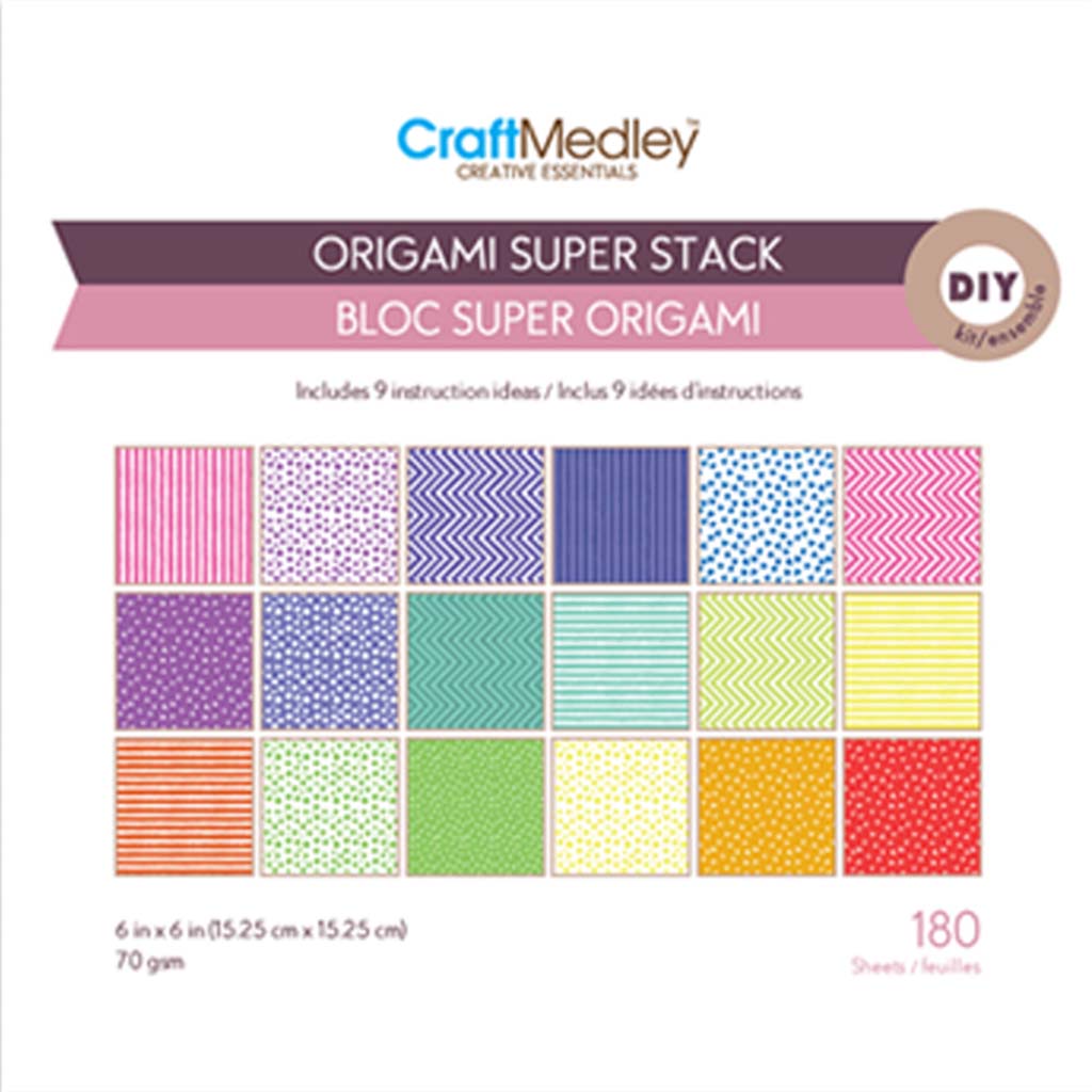 Craft Medley: Origami Super Stack Pad  180Sht 70Gsm Flair, 6in X 6in