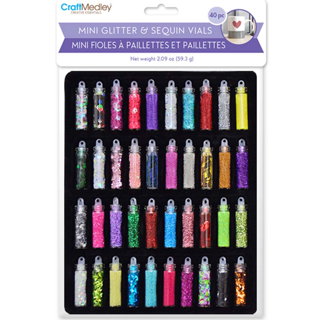 Craft Medley: Mini Glitter &amp; Sequin Vials 40Pc Asst