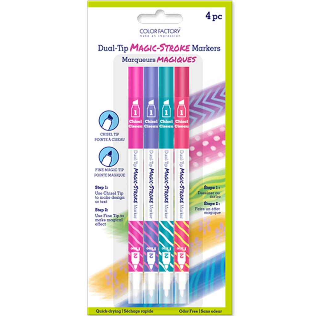 Color Factory: Magic-Stroke Dual-Tip Markers Brights, 4Pk