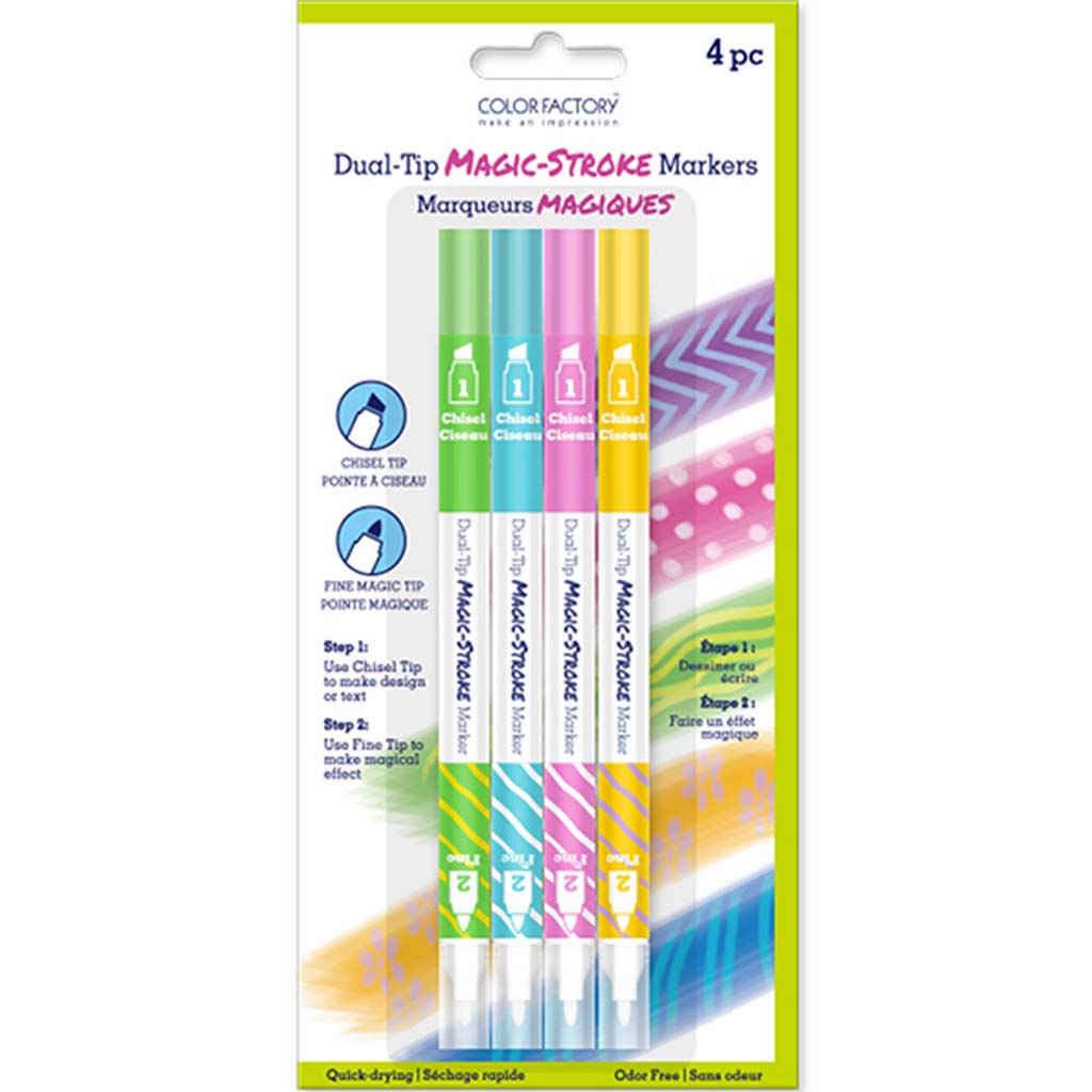 Color Factory: Magic-Stroke Dual-Tip Markers Pastels,  4Pk