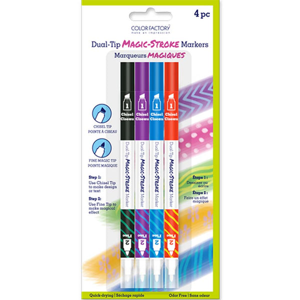 Color Factory: Magic-Stroke Dual-Tip Markers Darks, 4Pk - Creative Minds