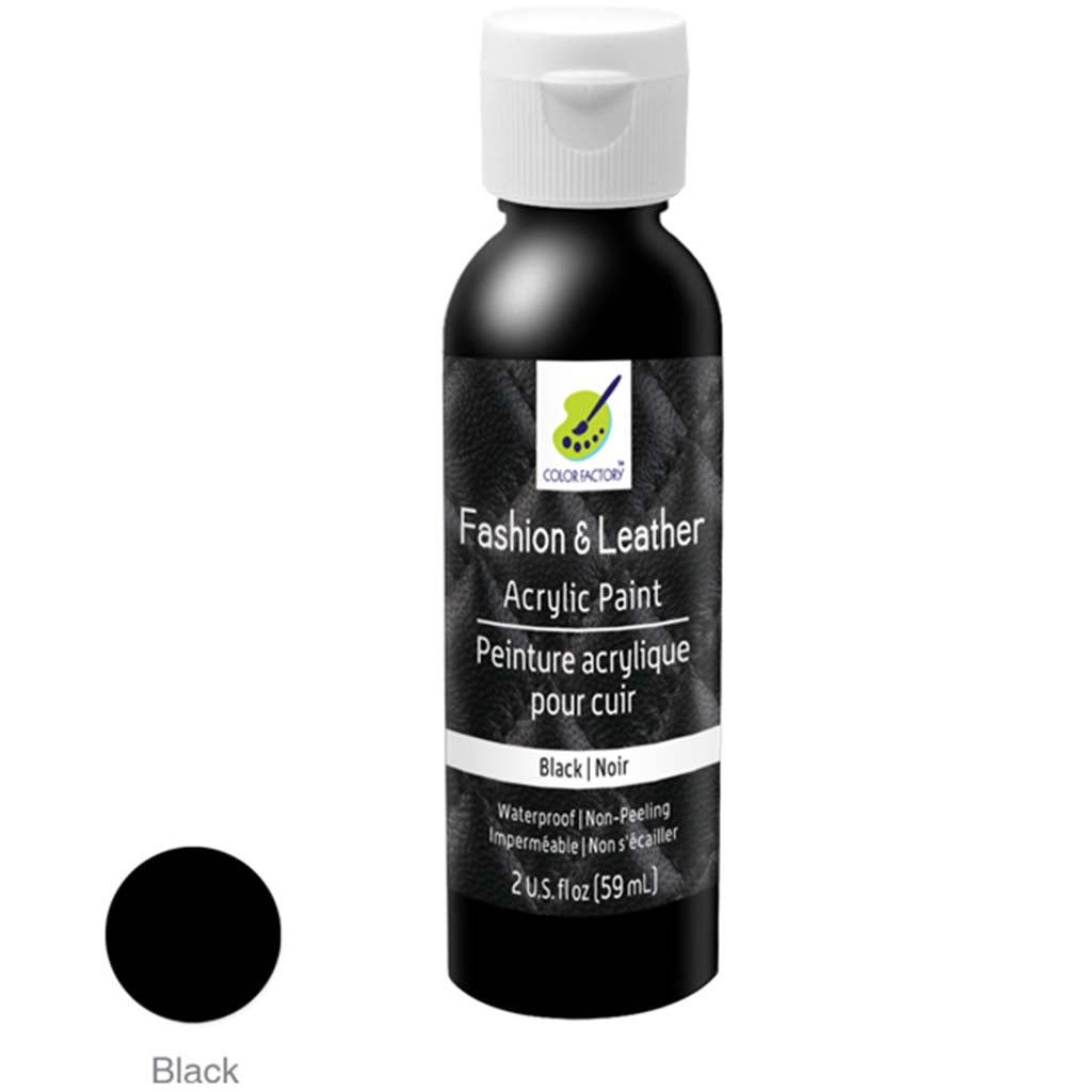 Color Factory:  Fashion &amp; Leather Acrylic Paint Ld01-Ld10 Black, 2Oz