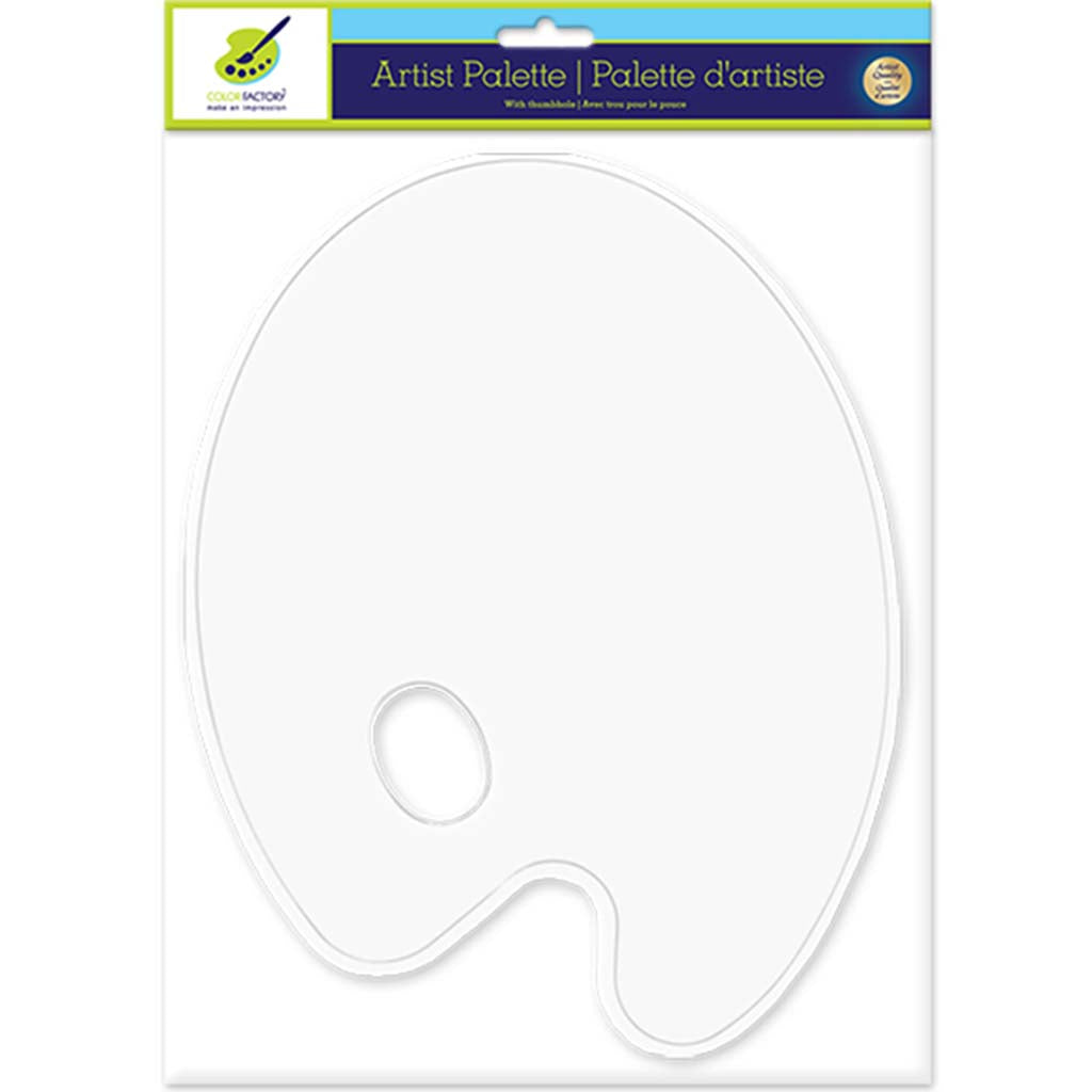 Color Factory Paint Palette: Duraplast Flat Oval w/ Thumbhole Clear, 8.5in x 10.6in