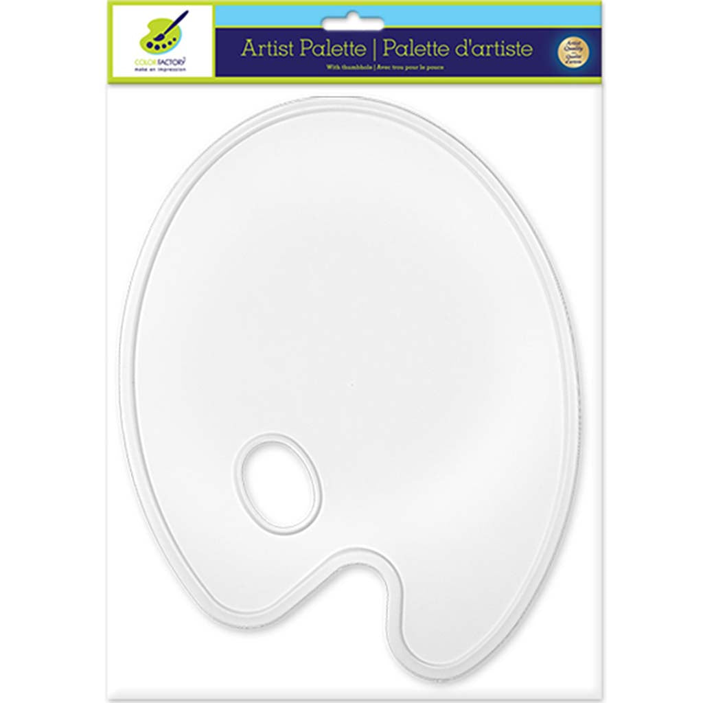 Color Factory Paint Palette: Duraplast Flat Oval w/ Thumbhole White, 8.5in x 10.6in