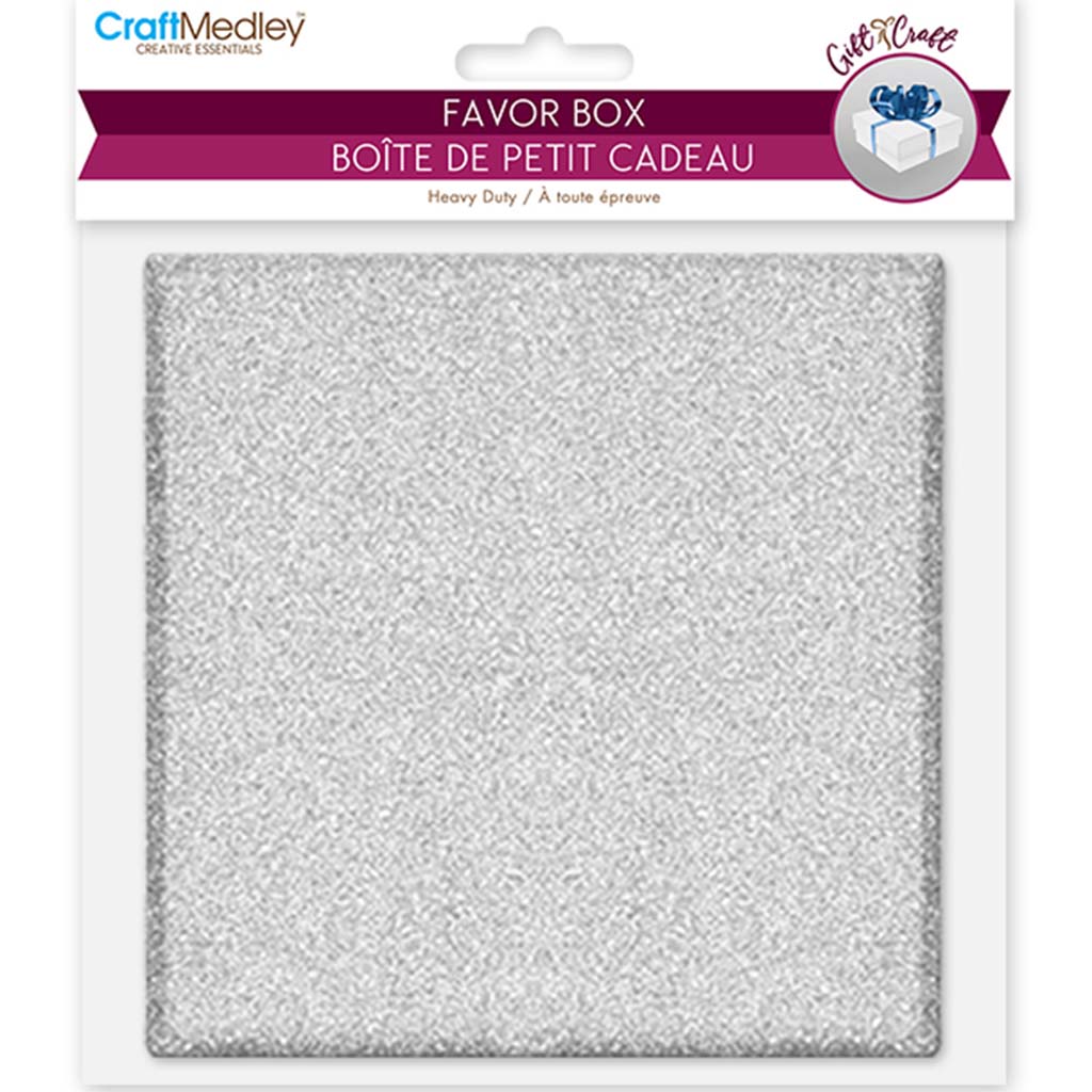 Gift Craft:  Heavy Duty Paper Favor Box ) Silver Shimmer, 4. 3in X 4.3in X 1.75in