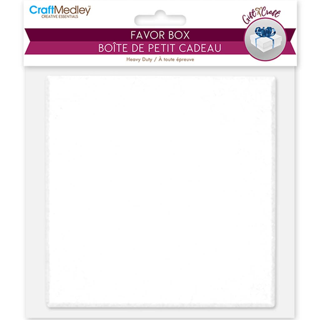 Gift Craft:  Heavy Duty Paper Favor Box White Shimmer, 4. 3in X 4.3in X 1.75in