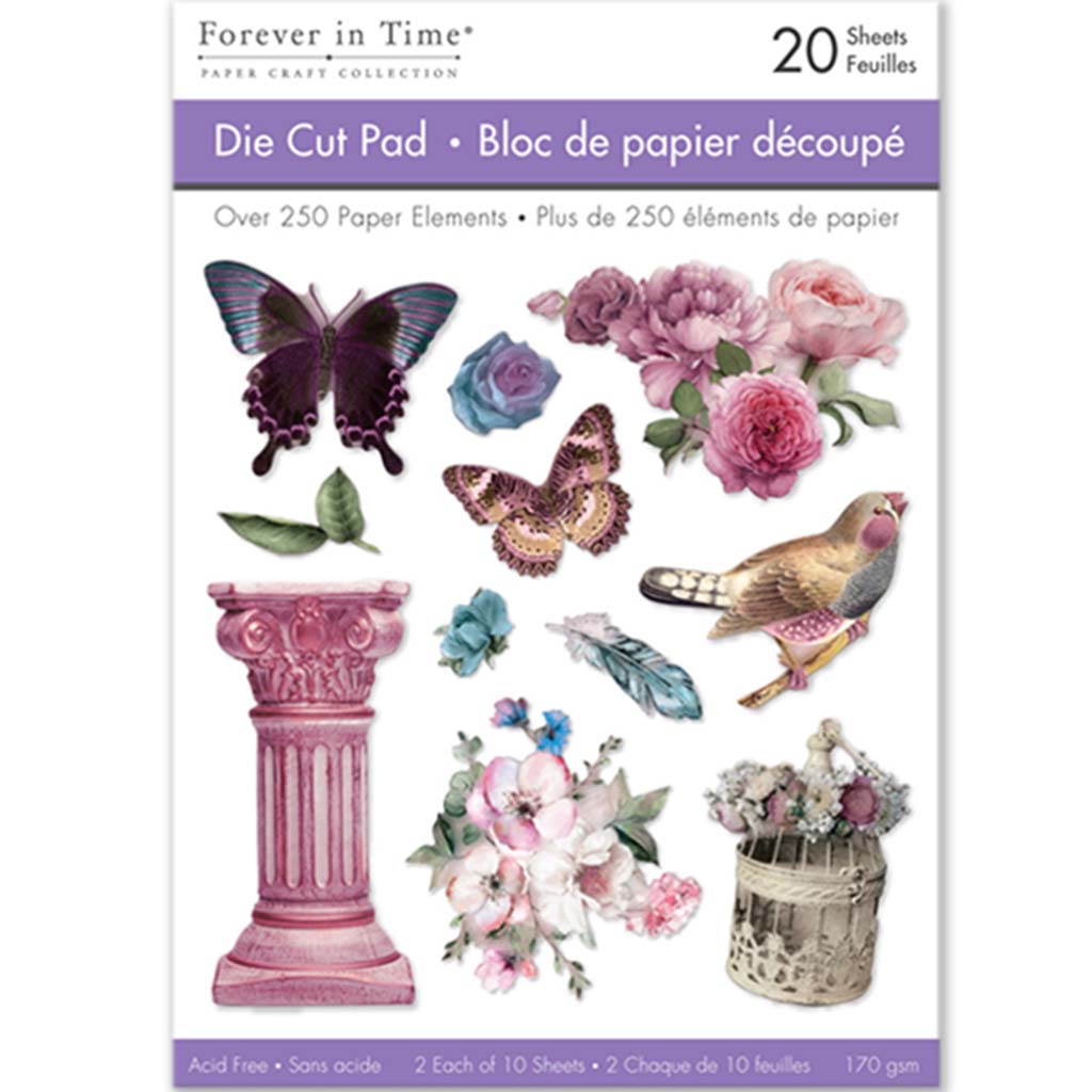 Paper Pads: Die Cut Pad 20 Sheets (2Eax10Designs) Rose, 4.1in X 5.8in