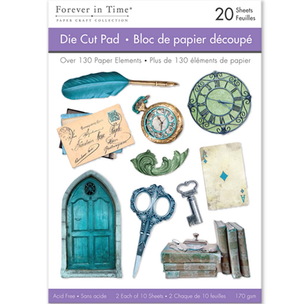 Paper Pads: Die Cut Pad 20 Sheets (2Eax10Designs) Turquoise, 4.1in X 5.8in