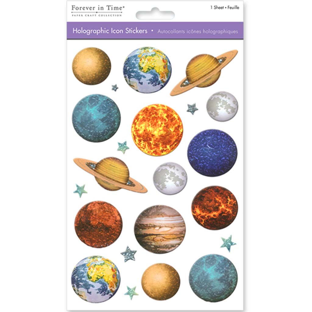 Paper Craft Sticker: Holographic Icons The Planets, 5.5in X 8.25in