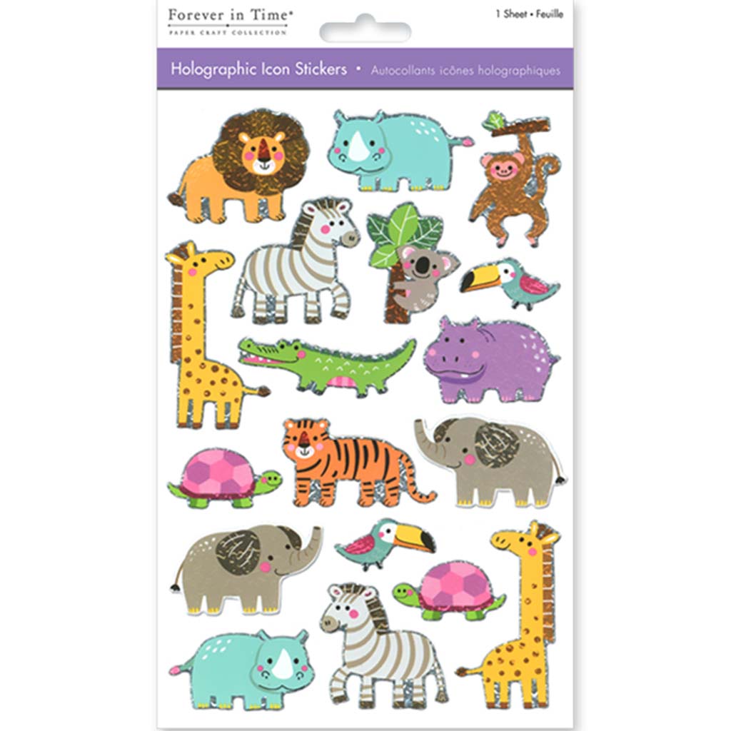 Paper Craft Sticker: Holographic Icons Baby Animals, 5.5in X 8.25in