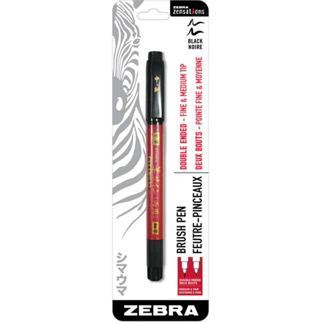 Zebra Zensations Fude Brush Pen Double Ended Black