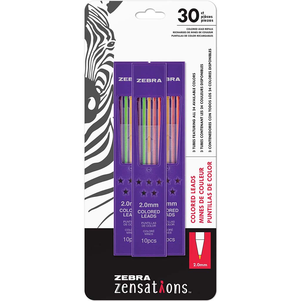 Zensations Colored Mechanical Pencils &amp; Refills Colored Lead Refills 24 Colors 30 Leads