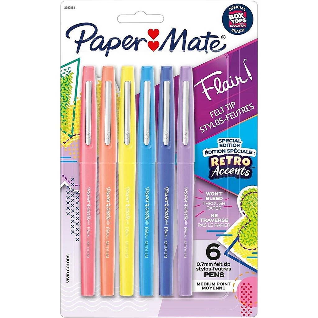 Flair Felt Medium Tip Set, 6 Pen