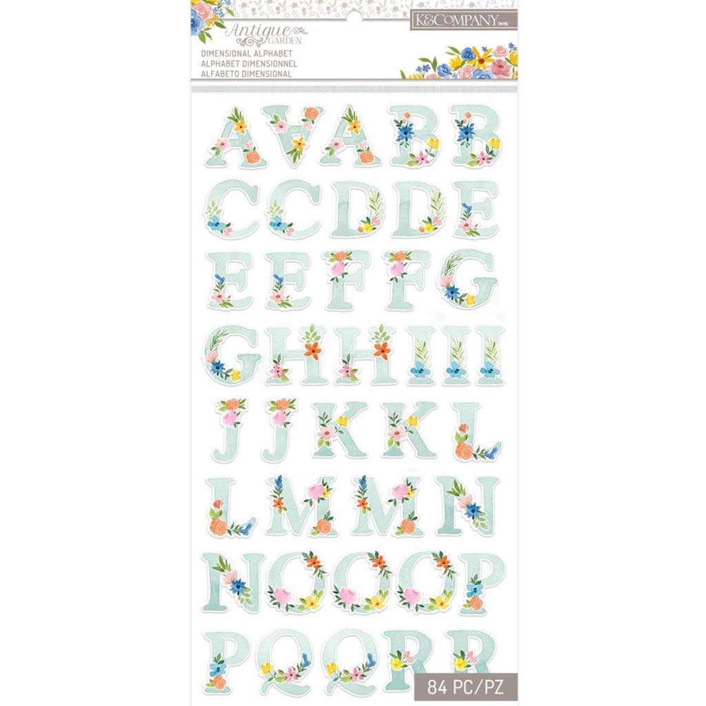 Chipboard Stickers Alphabet, 84pkg