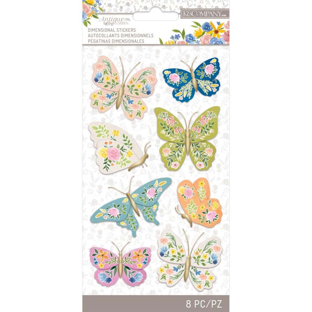 Dimensional Stickers Fabric Butterfly, 8Pkg