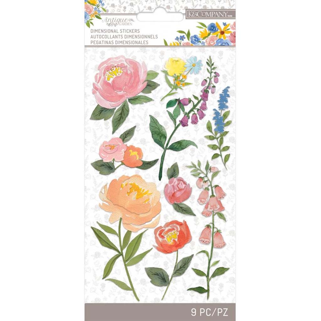 Vellum and Embossing Stickers 9Pkg Floral Blooms