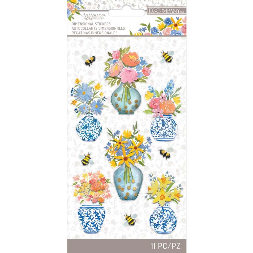 Dimensional Stickers Floral Vase, 11pkg