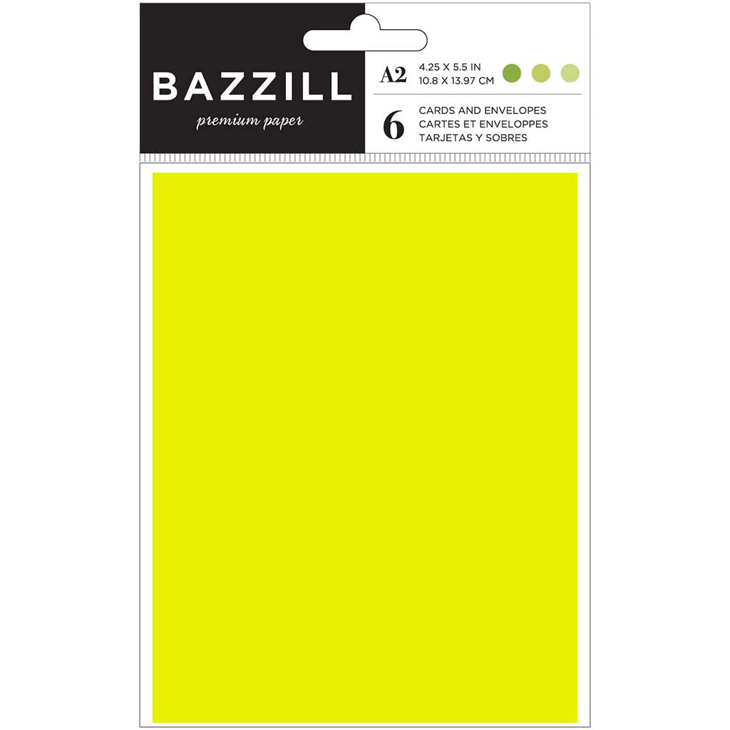 Bazzill A2 Cards and Envelopes Yellow, 6pc