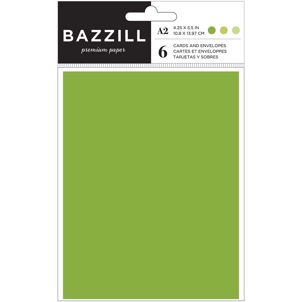 Bazzill A2 Cards and Envelopes Bright Green, 6pc