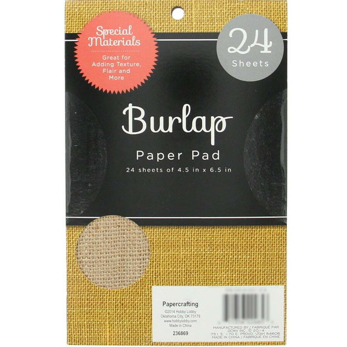 DCWV 4.5in x 6.5in Natural Colored Burlap Sheets Stack Collection- 24Sheets