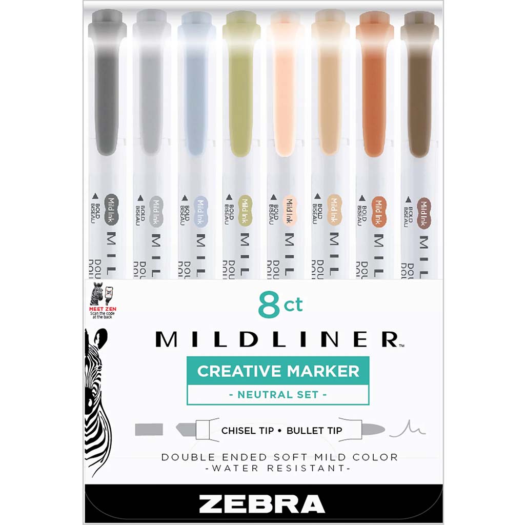 Zebra Mildliner Double Ended Highlighter Sets 8 Neutral Color
