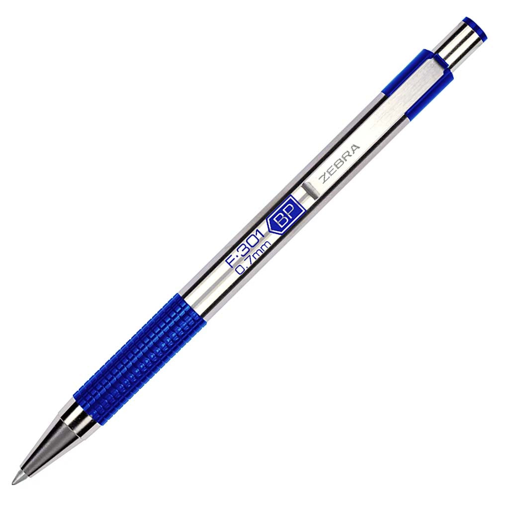 Zebra F-301 Retractable Ballpoint Pen .7mm Blue