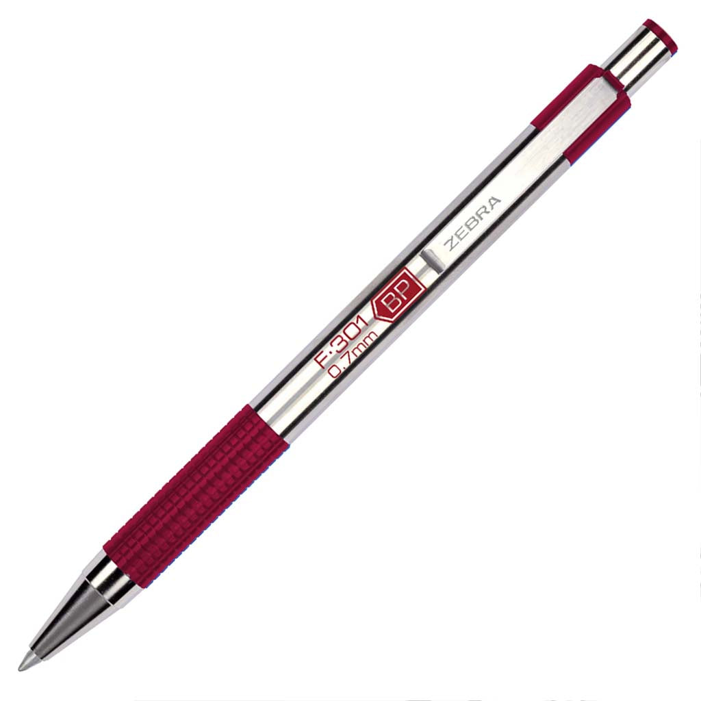 Zebra F-301 Retractable Ballpoint Pen .7mm Red
