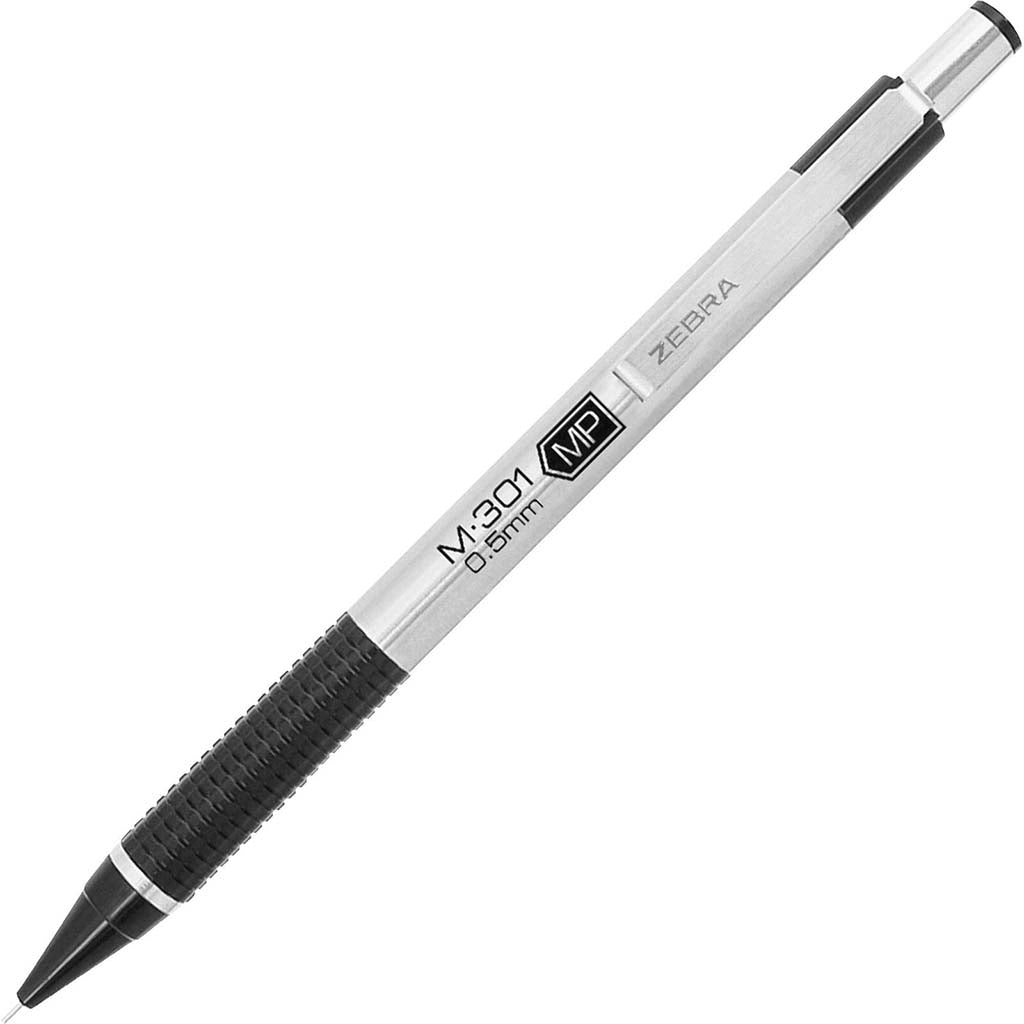 Zebra M-301 Mechanical Pencil 0.5mm Stainless Steel with Black