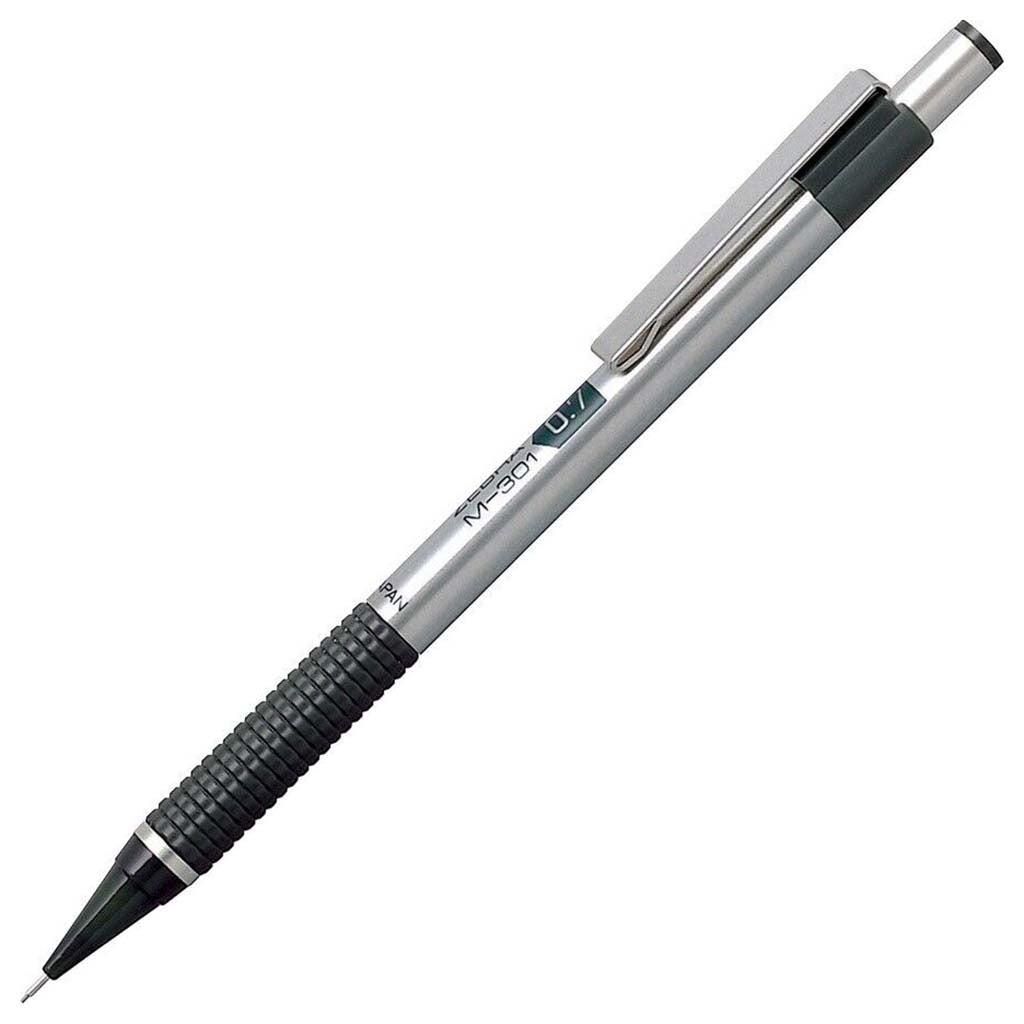 Zebra M-301 Mechanical Pencil 0.7mm Stainless Steel with Black